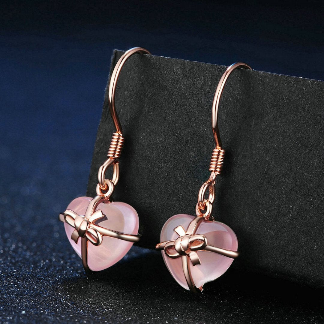 Romantic Rose Quartz 18K Gold Plated Earrings