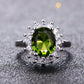 Flower Peridotite Sterling Silver Ring