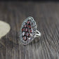 Antiker Granat 925 Sterling Silber verstellbarer Ring