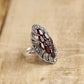 Antiker Granat 925 Sterling Silber verstellbarer Ring