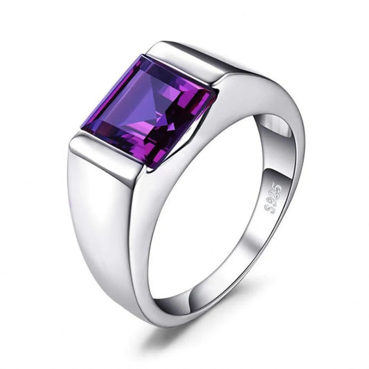 Pure Silver Amethyst Men Ring