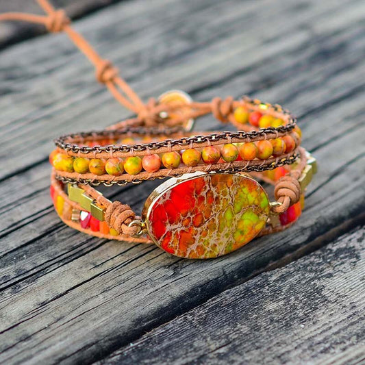 Spirituelles Wickelarmband „Orange Passion“ 
