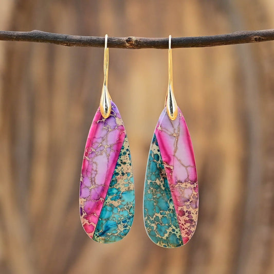 Purple of The Sky Emperor Stone Drop Earrings