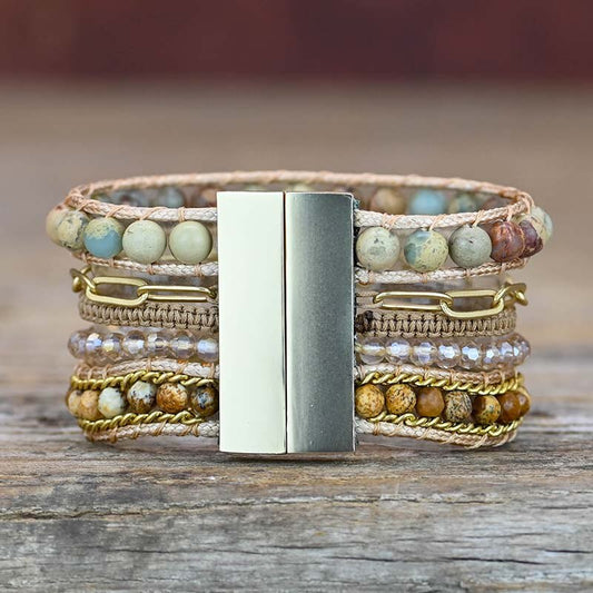 Spirituelles grünes Opal-Manschettenarmband