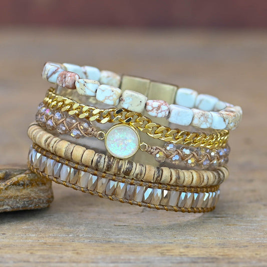 Opal-Manschettenarmband mit spirituellem Schutz