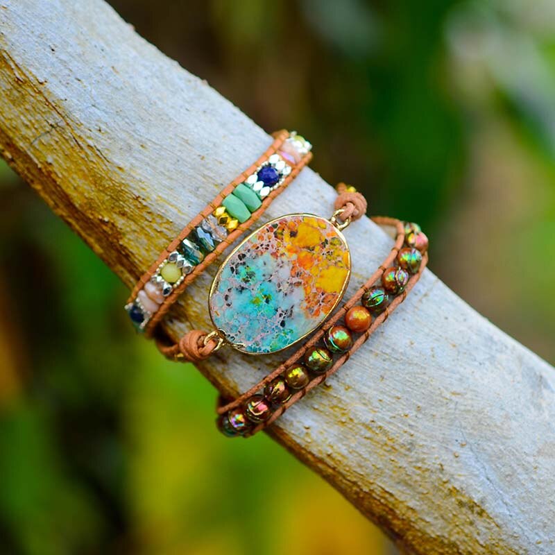 Spirituelles Boho Charm Wickelarmband 