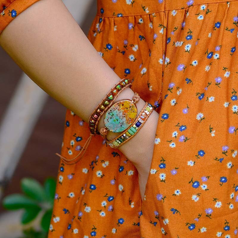 Spirituelles Boho Charm Wickelarmband 