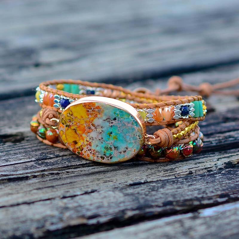 Spirituelles Boho Charm Wickelarmband 