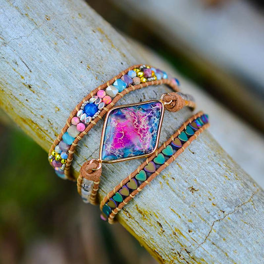 Spirituelles Wickelarmband aus tibetischen Perlen 