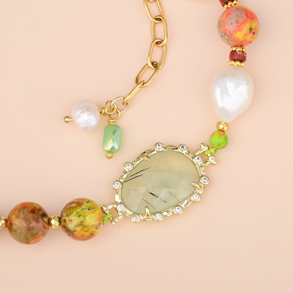 Armband aus grünem Hämatit und Bildstein 