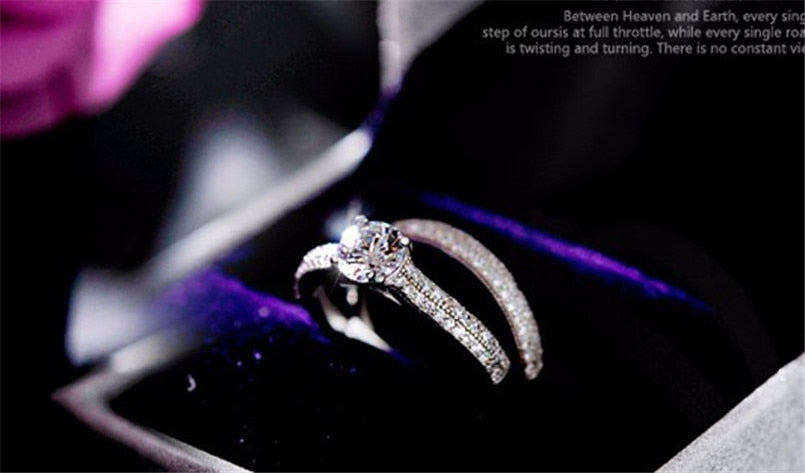 Shining Zircon 925 Sterling Silver Ring Set