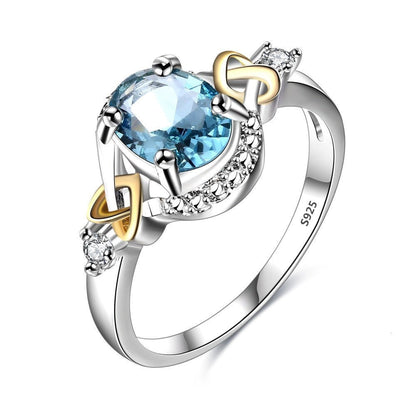 Sky Blue Cubic Zirconia Silver Ring