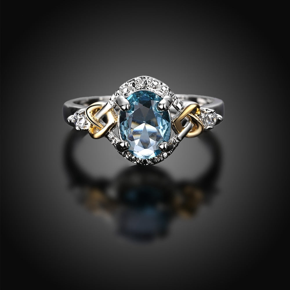 Sky Blue Cubic Zirconia Silver Ring