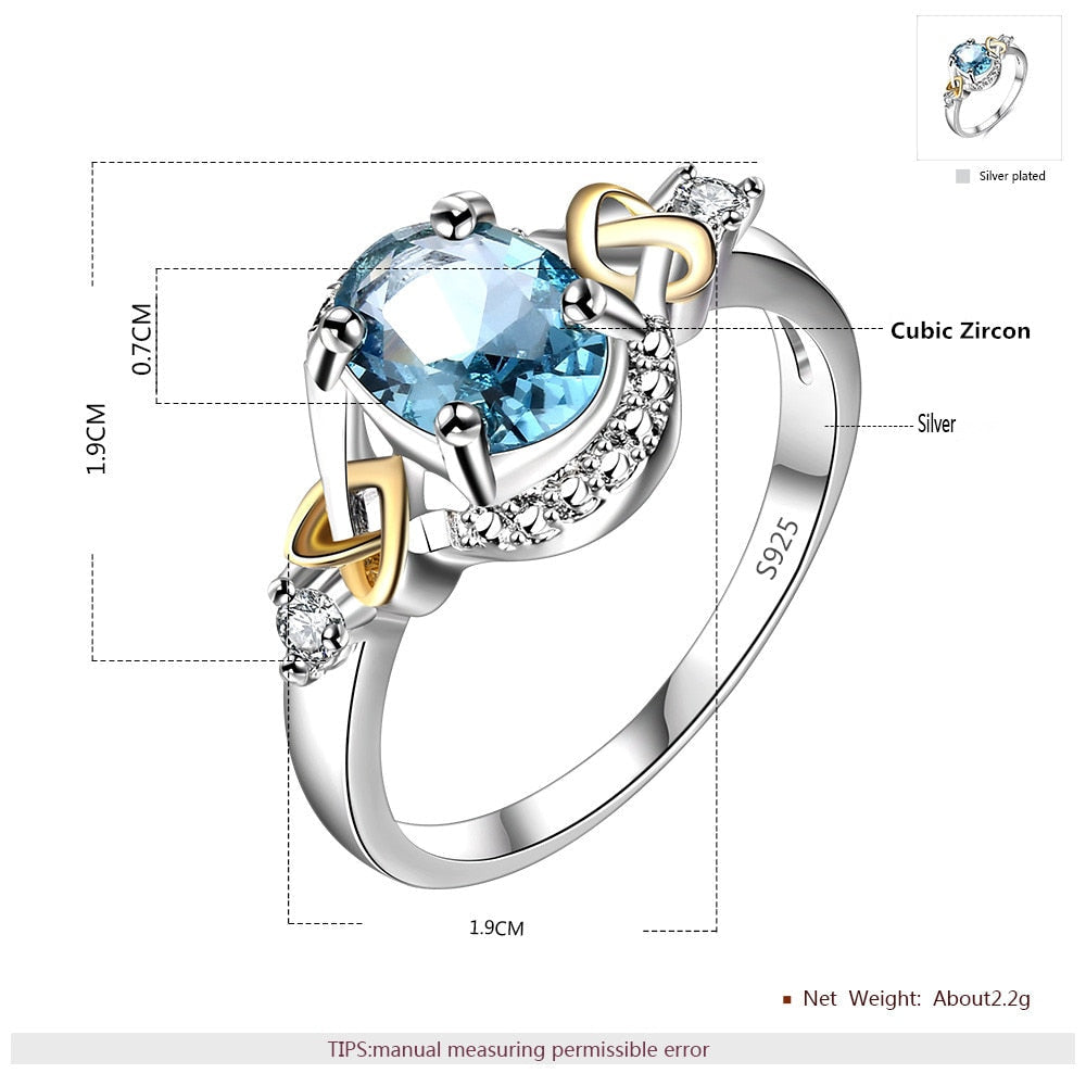 Sky Blue Cubic Zirconia Silver Ring