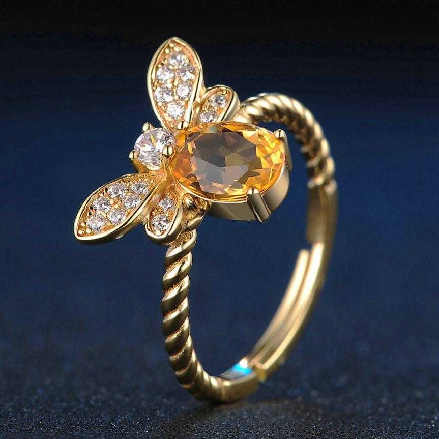 Spiritual Bee Citrine Gold Plated Ring