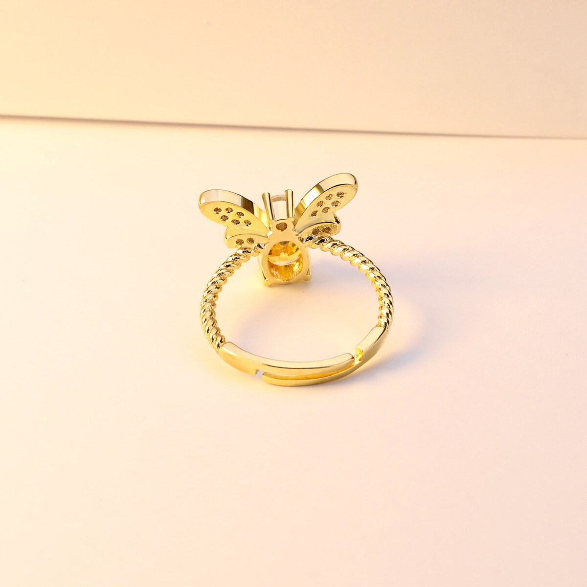 Spiritual Bee Citrine Gold Plated Ring