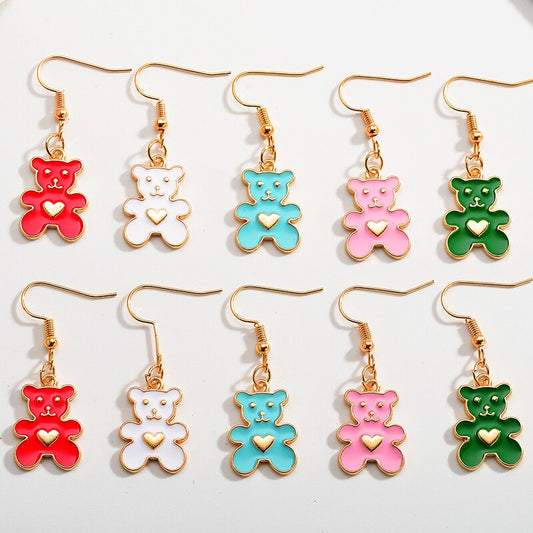 Cute Bear Charm Dangle Earrings