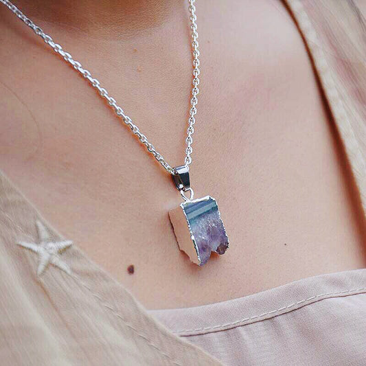 Spiritual Amethyst Silver Necklace