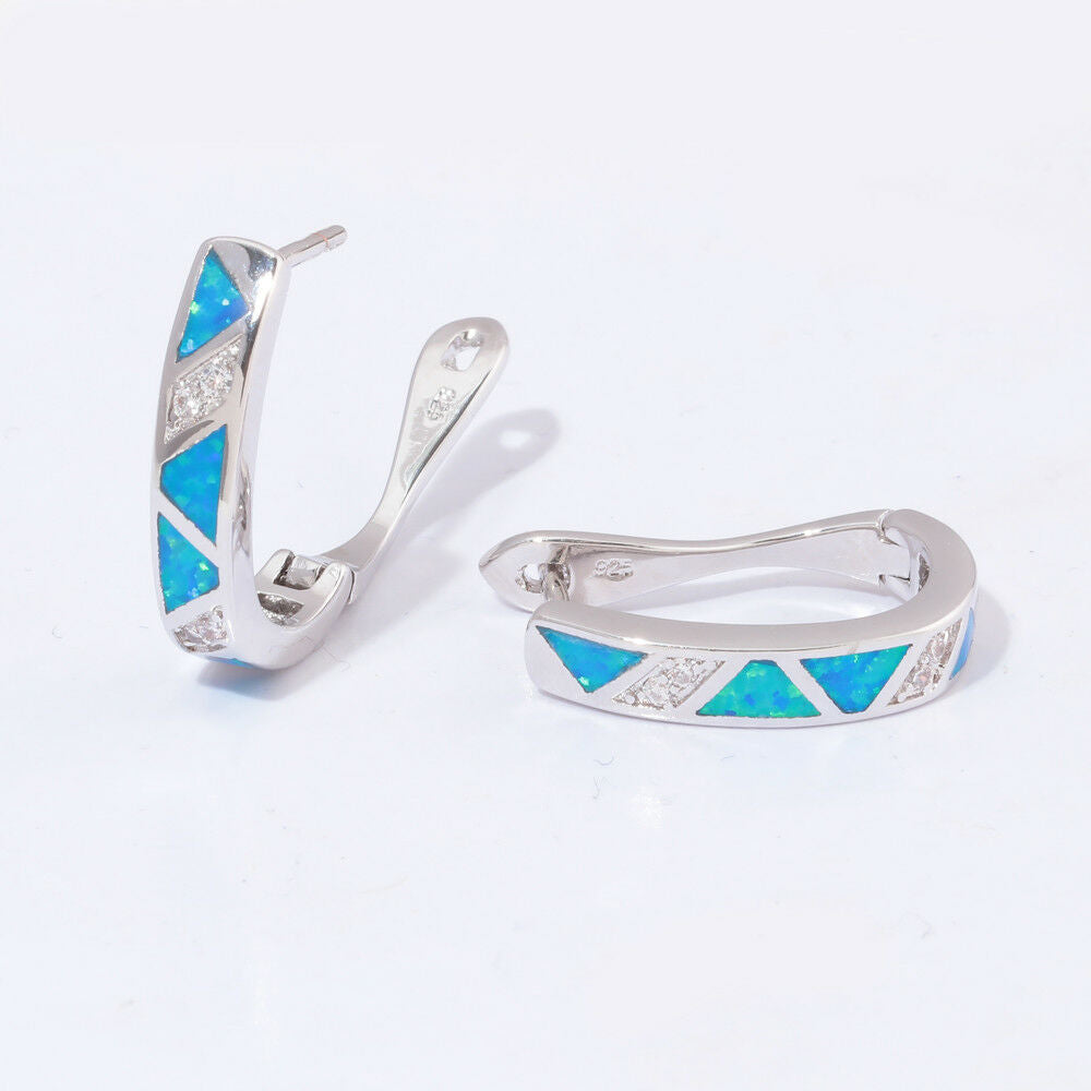 Spiritual Blue Fire Opal Sterling Silver Earrings