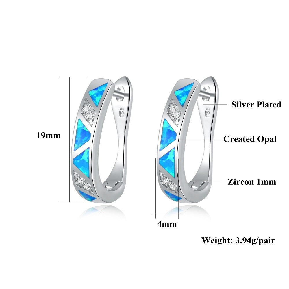 Spiritual Blue Fire Opal Sterling Silver Earrings