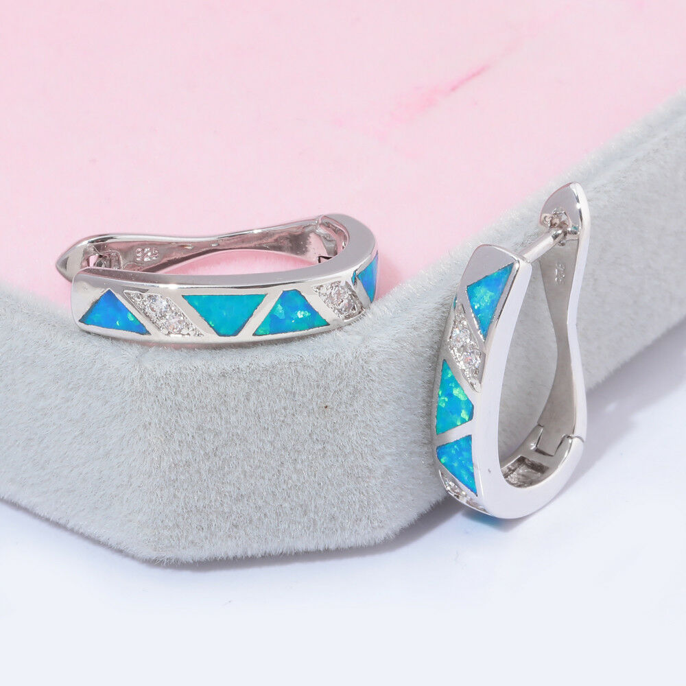 Spiritual Blue Fire Opal Sterling Silver Earrings