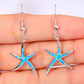 Spiritual Fire Opal Silver Starfish Earrings