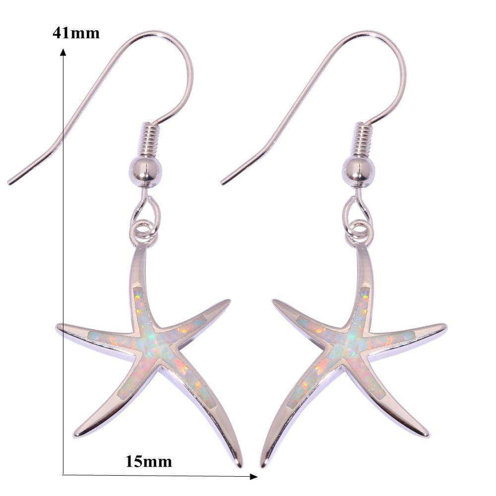 Spiritual Fire Opal Silver Starfish Earrings