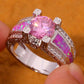 Pink Quartz & Pink Fire Opal Silver Plated Ring