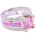 Pink Quartz & Pink Fire Opal Silver Plated Ring