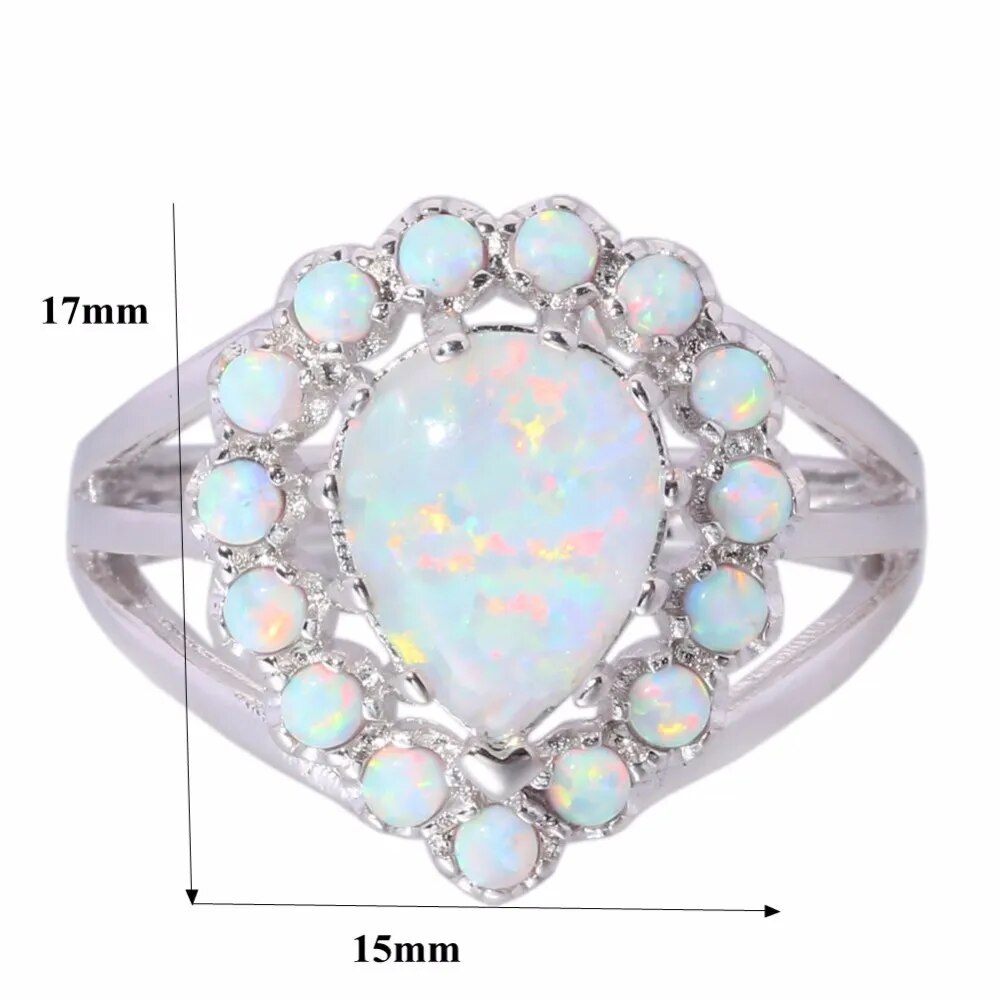 Vintage Royal Weißer Opal Versilberter Ring