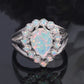 Vintage Royal Weißer Opal Versilberter Ring