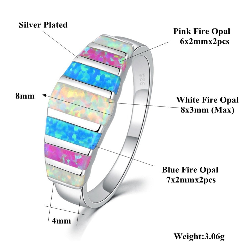Spirit "Calming Night" Fire Opal Silver Ring