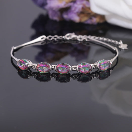 Rainbow Amethyst Sterling Silver Bracelet