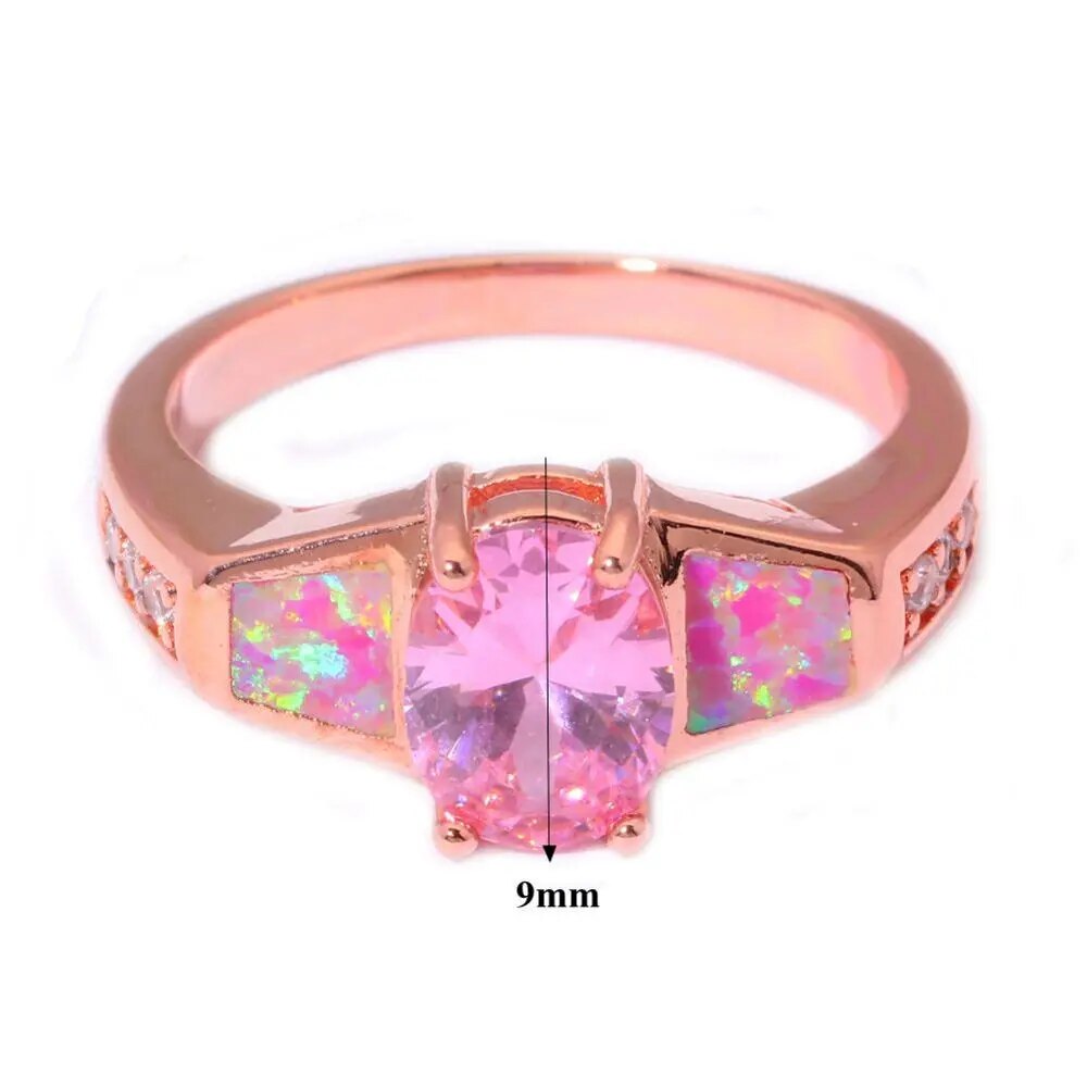 Vintage Ring aus Rosenquarz und rosa Feueropal 