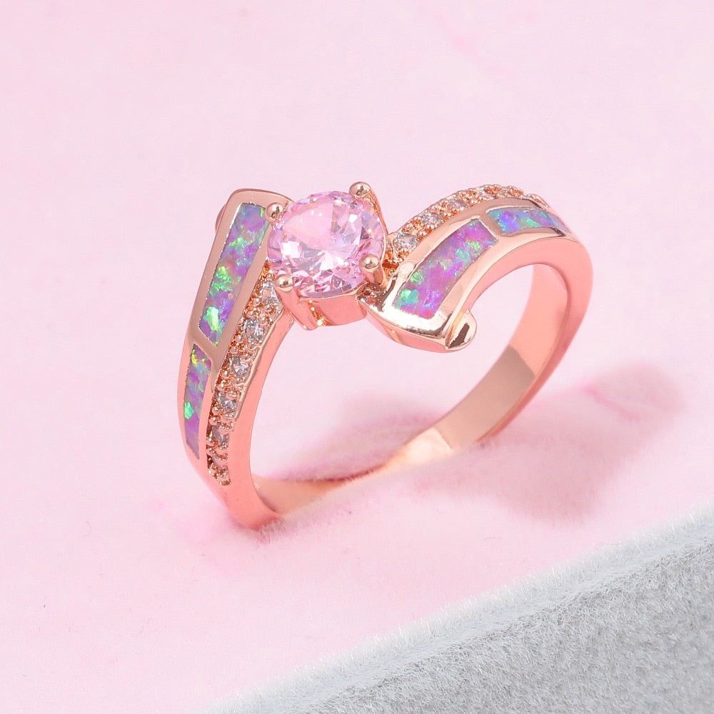 Pink Topaz Zirconia Ring