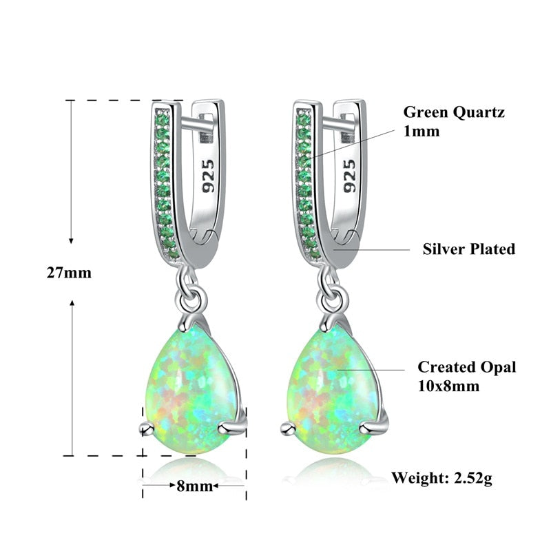 Green Opal Silver Earrings