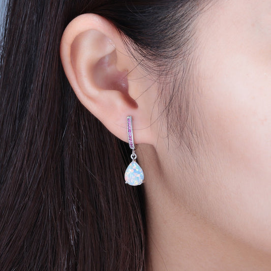 Green Opal Silver Earrings