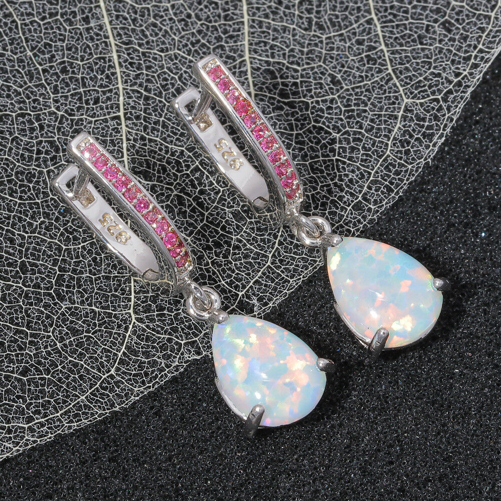 Green Opal Silver Earrings