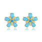 Ozeanblaue Feueropal-Blumen-Ohrstecker