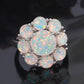 Spiritual Flower White Fire Opal Silver Plated Ring