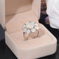 Spiritual Flower White Fire Opal Silver Plated Ring