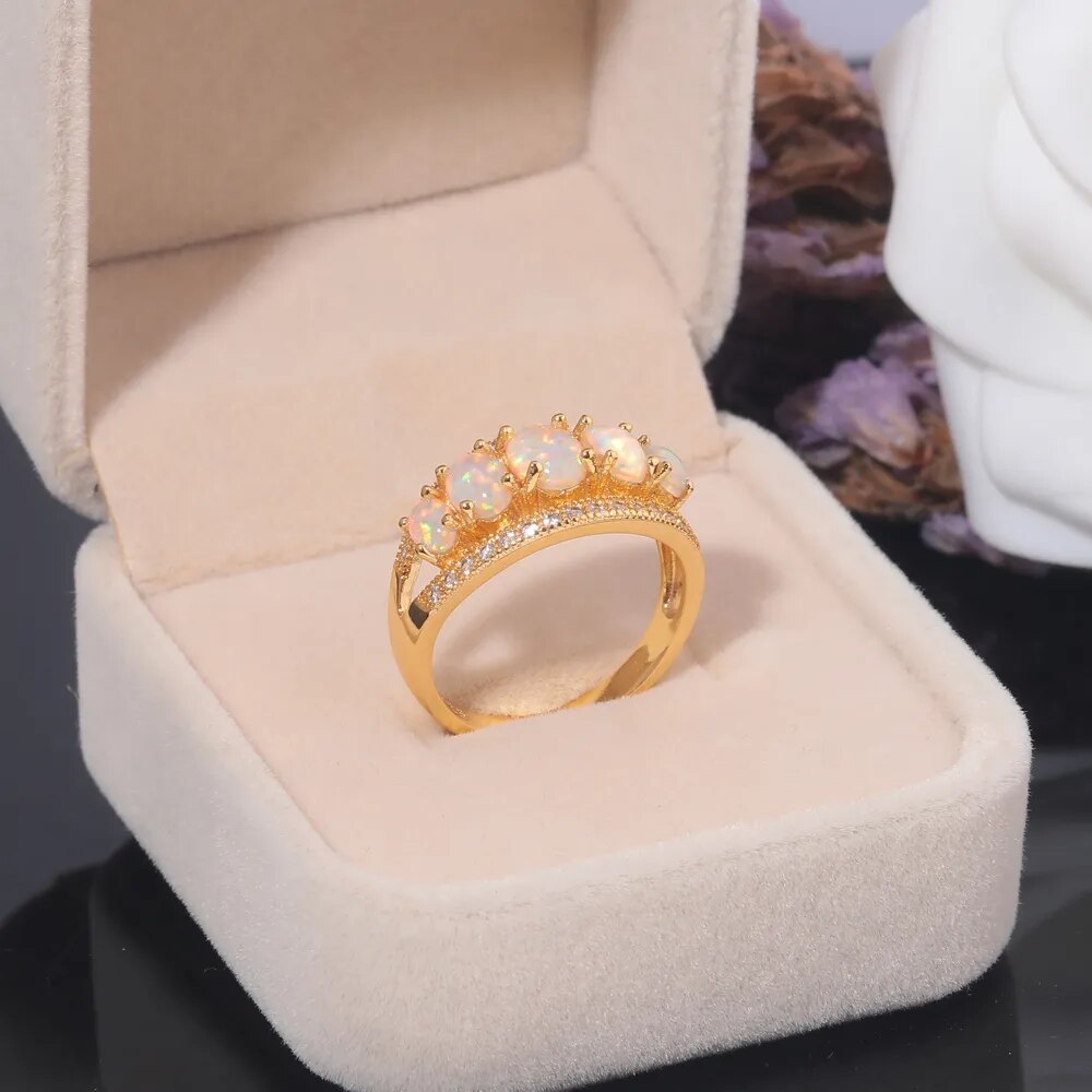 Vintage Chic White Fire Opal Ring