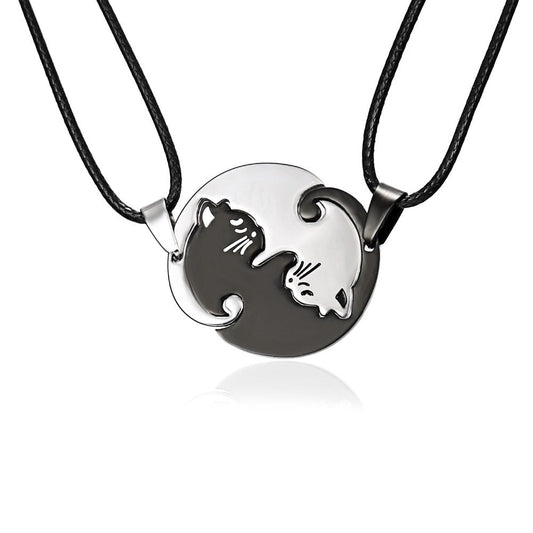 Yin Yang Katzenpaar Halskette 