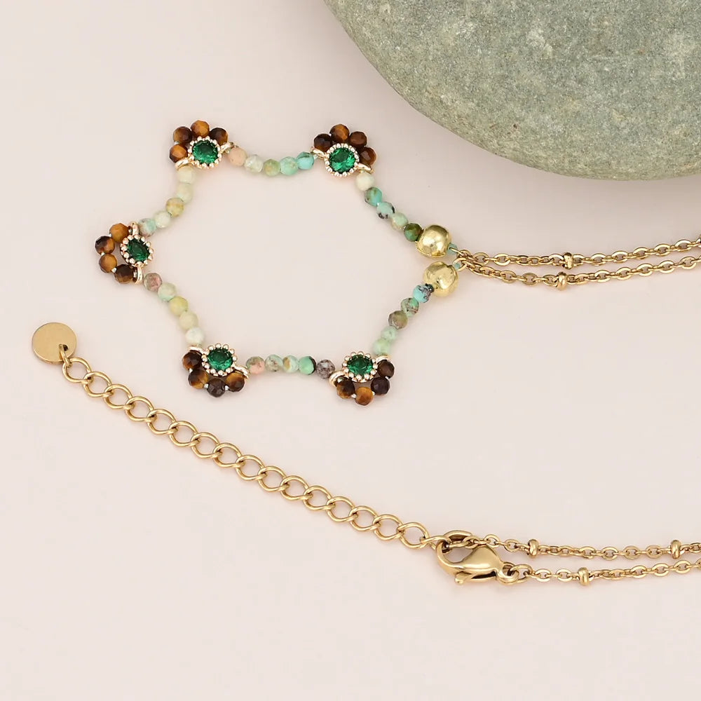 Creative Design Flower Tiger Eye Necklace