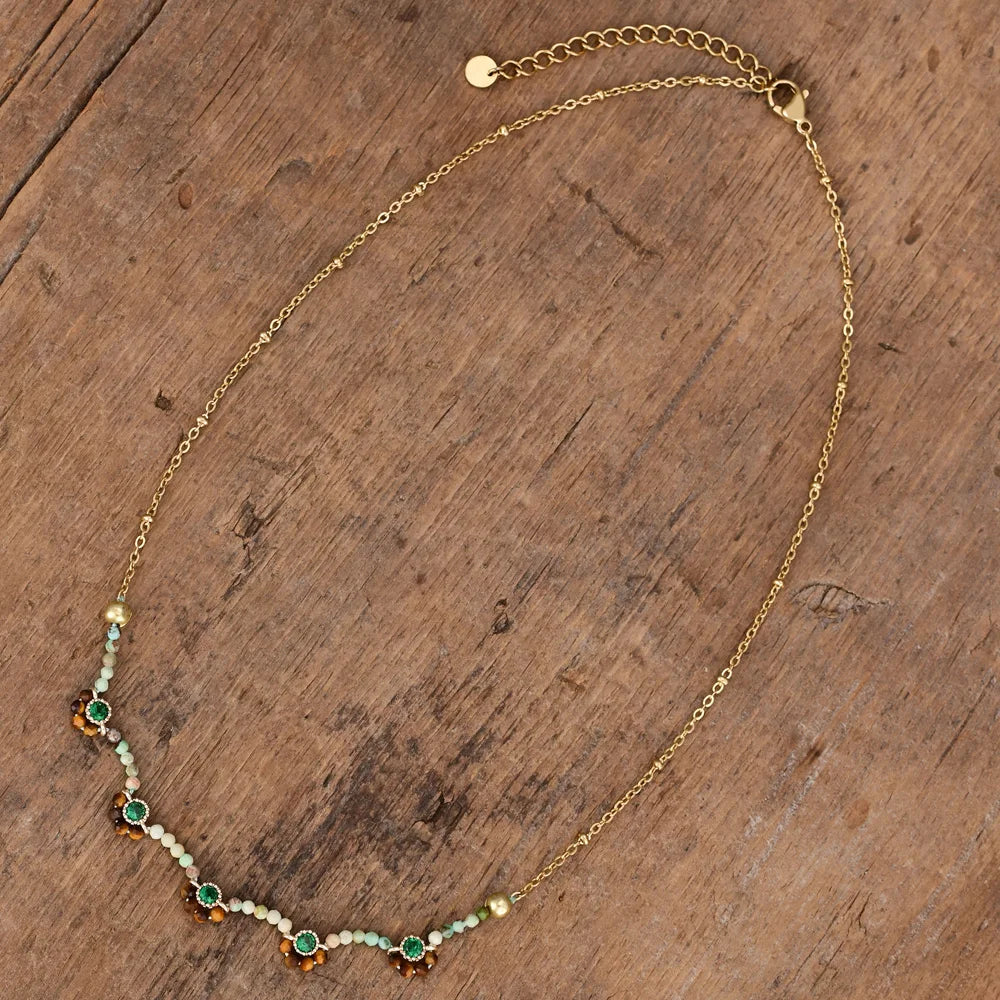 Creative Design Flower Tiger Eye Necklace