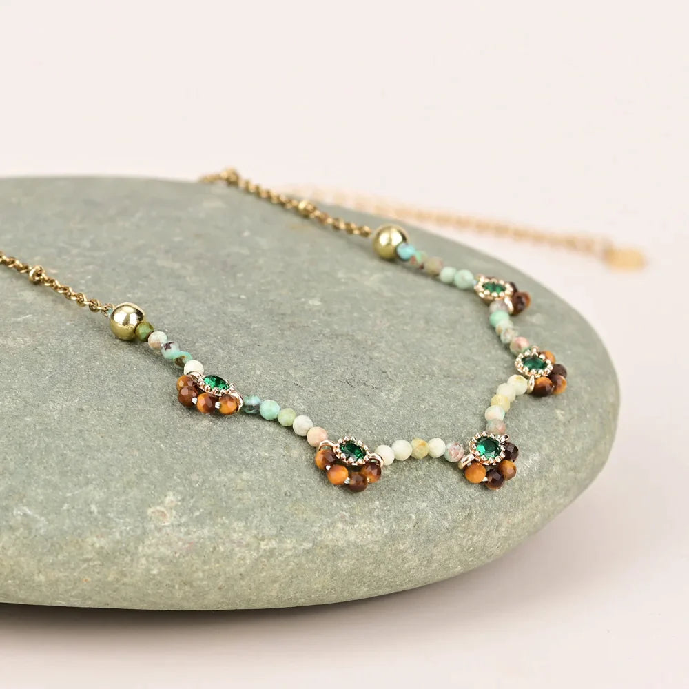 Creative Design Flower Tiger Eye Necklace