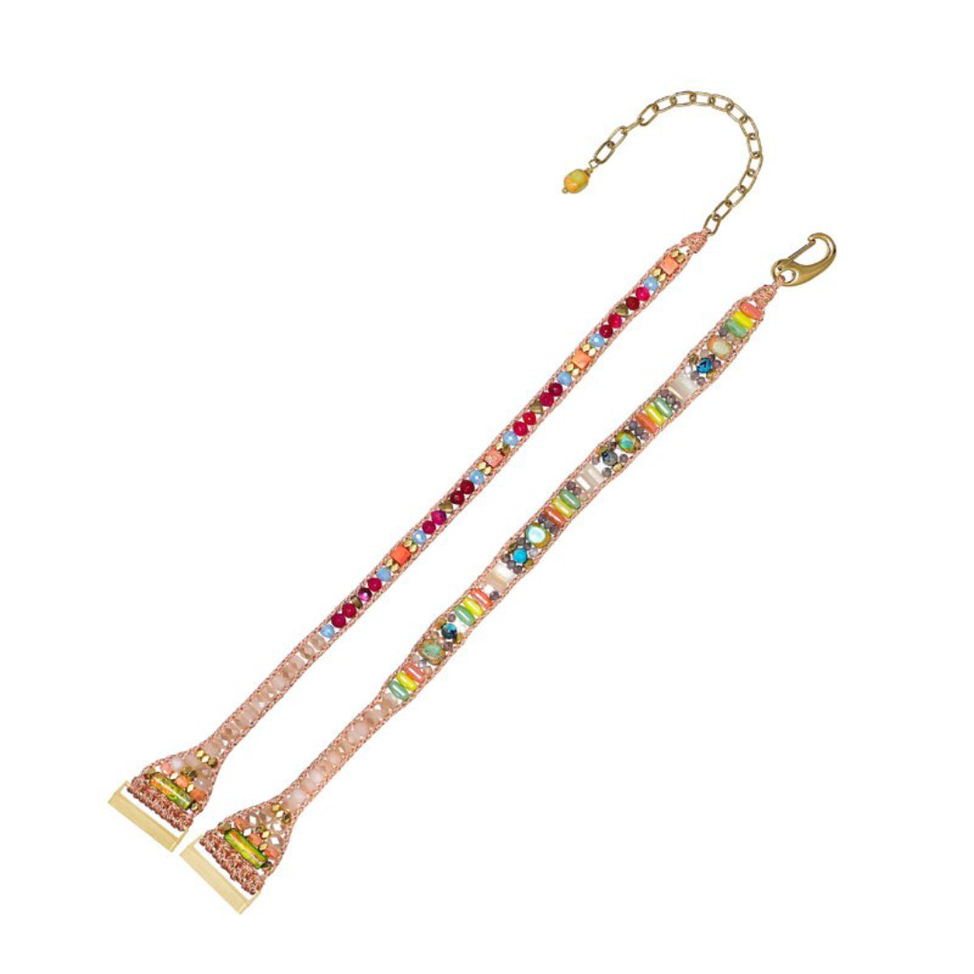 Boho-Fitbit-Uhrenarmband mit orangefarbenem Hämatitstein 