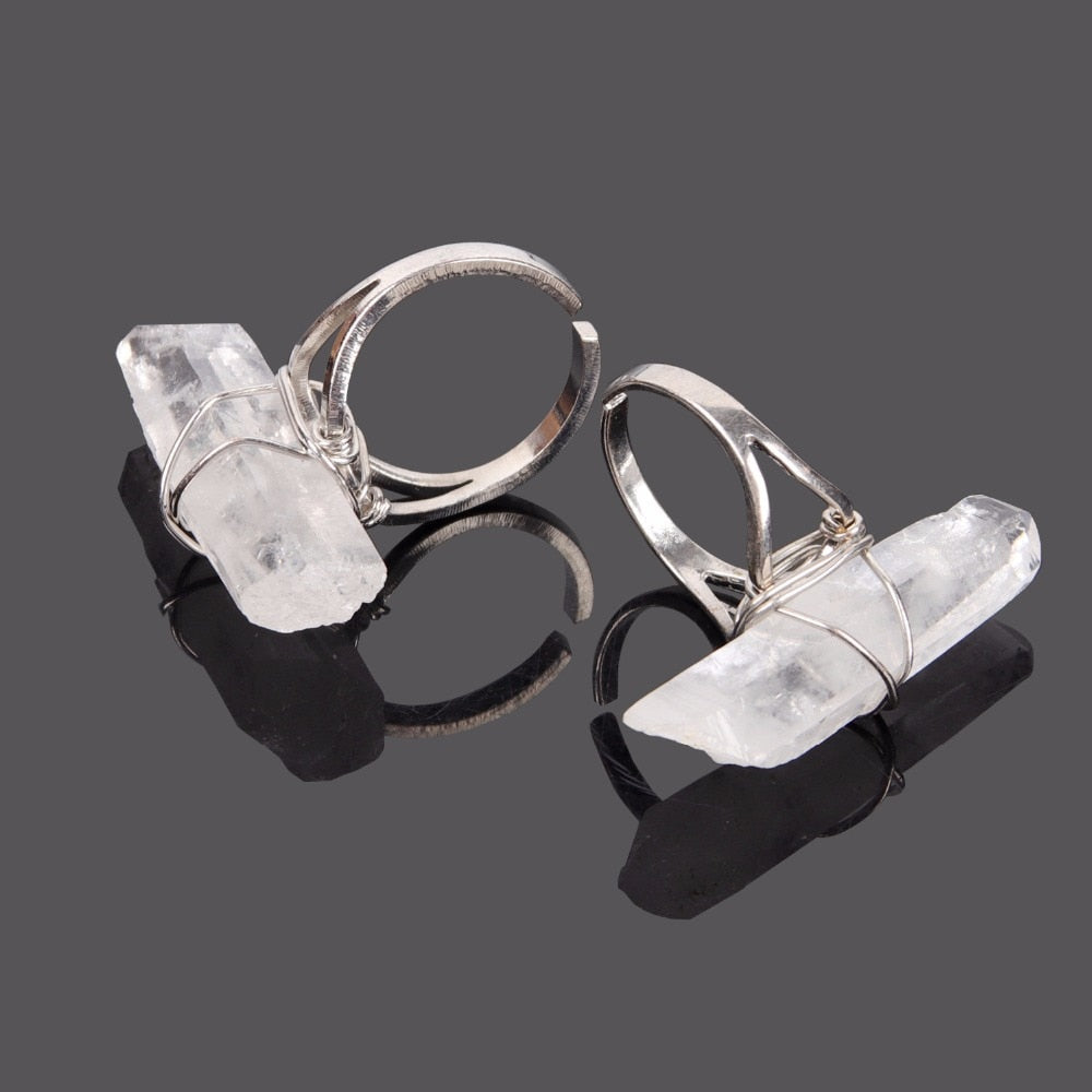 Spiritual Raw Clear Quartz Crystal Ring