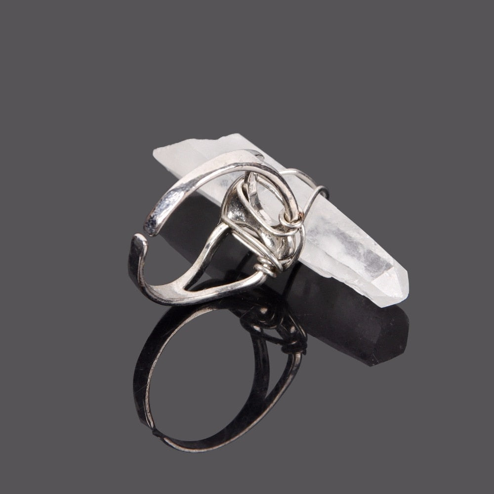 Spiritual Raw Clear Quartz Crystal Ring