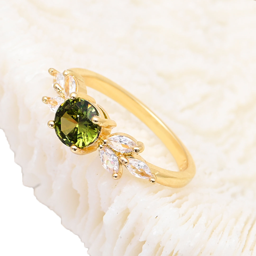 Enchanting White Green Zircon Ring